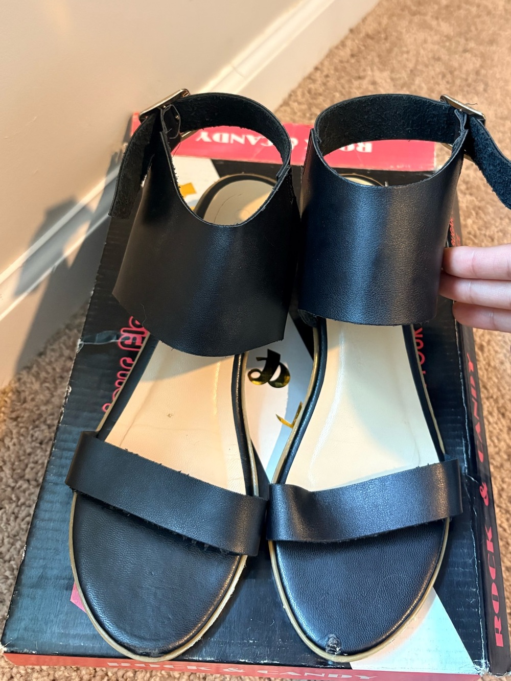 Rue21 Black Open-Toe Ankle Cuff Sandals